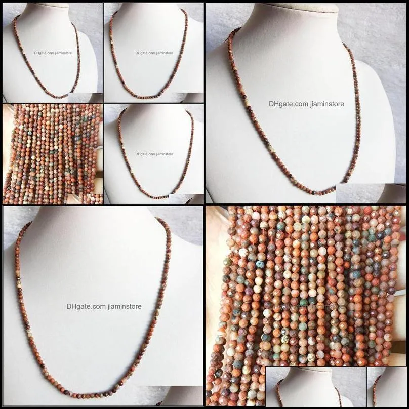 Chains M Faceted Red Blood Brecciated Jasper Necklace Shiny Natural Stone Chain Chocker Beaded Mother Daughter Drop Delivery 2 Ot7Kz