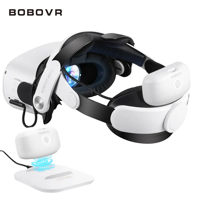 3D نظارات Bobovr M2 Pro Battery Head Strap متوافق مع Oculus Quest2 مع محطة شاحن مزدوجة رفيعة