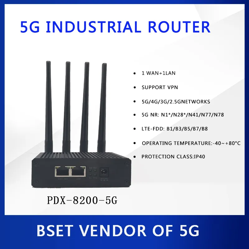 5G Industrial Router 2 Ports يدعم VPN 253 المستخدمين يدعمون 5G 4G 3G