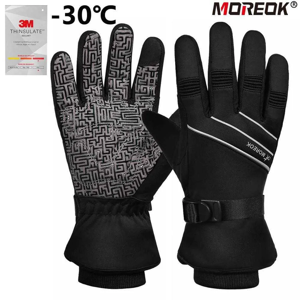 Ski -handschoenen Skihandschoenen 3m Warm Full Finger Touch Screen Winter Cycling Gloves Bike Globe Winddicht Motorcyc Glove Men Women L221025