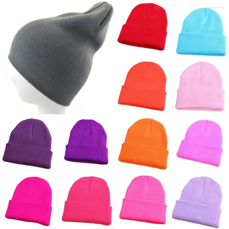 Bérets fil tricoté chapeau chaud casquette unisexe fluorescent extérieur durable confortable mode décontracté hommes femmes noir bonnet hiver
