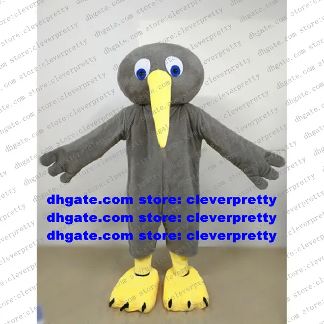 Gray Kiwi Bird Mascot Costume Adult Cartoon Character Outfit Suit Marketplstar Marketplgenius Advertising Campaign ZX2124
