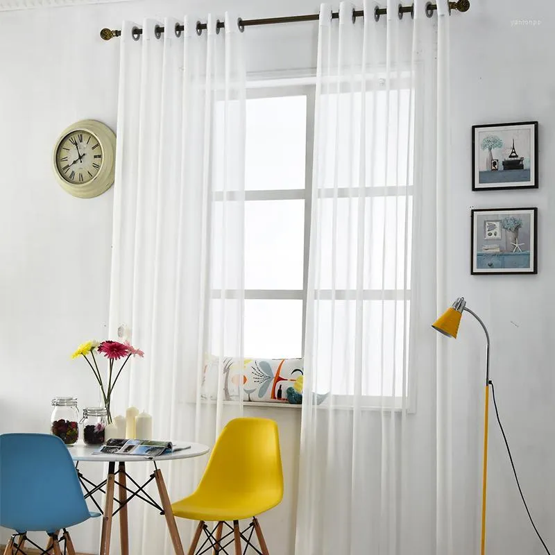 Cortina cortina cortinas brancas sólidas para a sala de estar moderno tule dormitório quarto tratamento de janela draile decoração