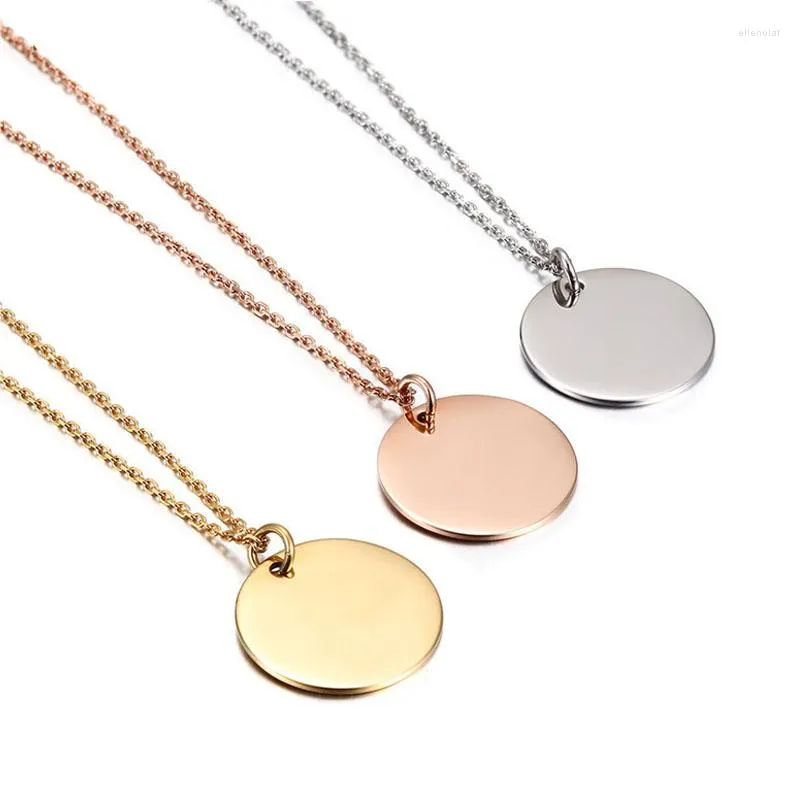 Chains 15mm Mirror Polished 18K Gold Round Disc Pendant Coin Necklace Stainless Steel Link Chain Boho NecklaceJewelry 45cm