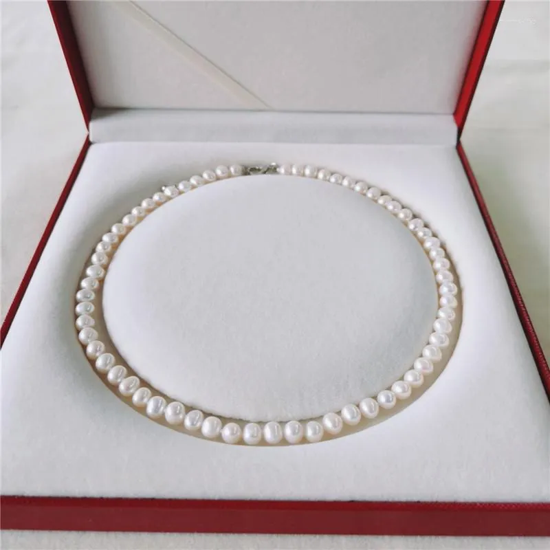 Chains DAIMI Freshwater Pearl Necklace 6-7mm Natural Thread Jewelry Near Round For Women Gift