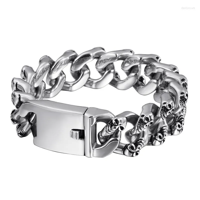 Bracelets de charme HAOLYNJOY 316L en acier inoxydable de haute qualité série de crâne particulier style punk 22 cm chaîne large pour hommes bijoux cadeau