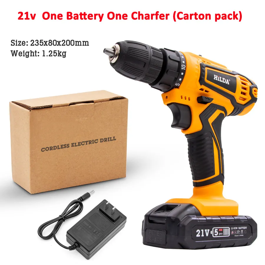 12v/16.8v/21v One Battery And Charger Electric Drill Cordless Screwdriver Lithium Battery Mini Drills Screwdrivers Power Tools SF Free