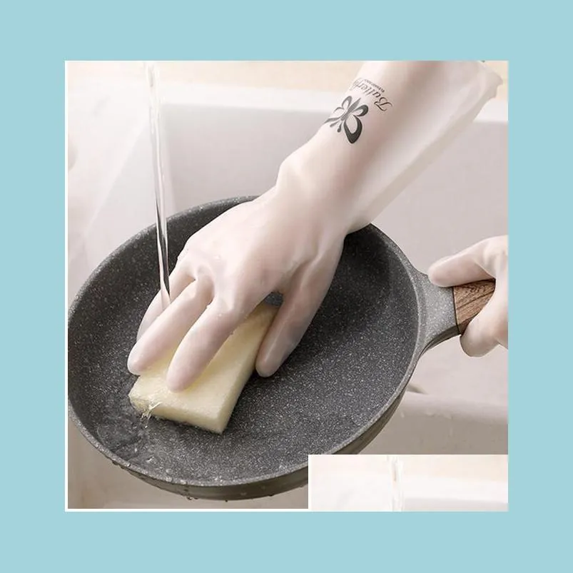 Cleaning Gloves Dishwashing Gloves Female Rubber Kitchen Washing Vegetables Household Chores Clean And Durable Thin Waterproof Cloth Dhtdl