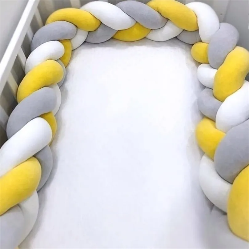 Bed Rails 1M2M3M4M Bumper Baby Crib Cot Protector Infant Bedding Set For Boy Girl Braid Knot Pillow Cushion Room Decor 221024