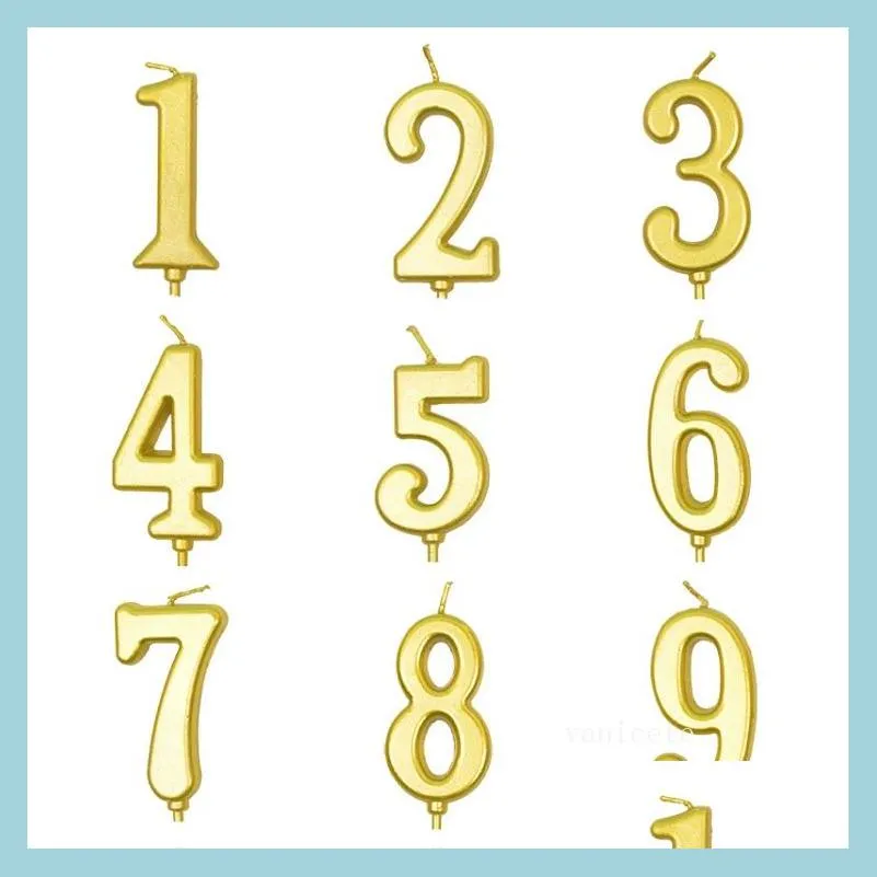 Candles Home Decor Gold Digital Candles 09 Birthday Candle Cake Decoration Plugin Plating T2I53186 Drop Delivery 2022 Garden Dhcyt