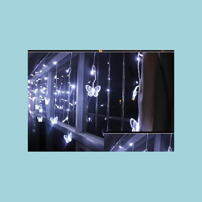 Party Decoration 4MX0 65M100 LED Fairy Butterfly Curtain Lights Gerlyanda Decorative Christmas for Wedding Birthday Party Decoration DHW5H