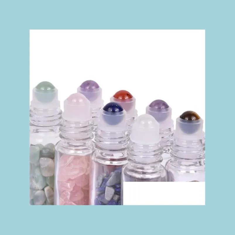 Packing Bottles Natural Jade Arts And Crafts Rollerball Bottle Per Dispenser Transparent Glass 10Ml Drop Delivery 2022 Office School Dhbcu