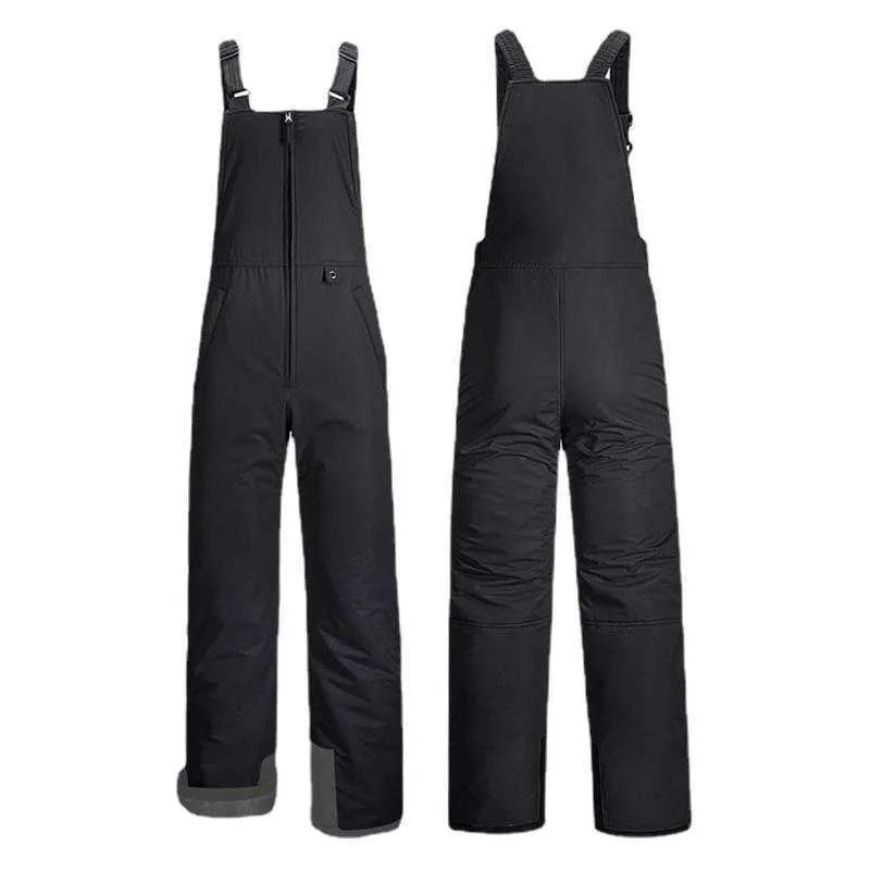 Skidåkning Bib Pants Isolerade overaller Ripstop Warm Snowboard Comfortab Snöhaklappar för män och kvinnor Black L221025