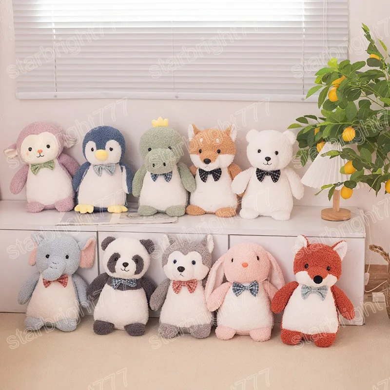 23/30cm Série de animais fofos brinquedo de pelúcia adorável pinguim suave/urso branco/raposa/ovelha/coelho Presentes de boneca de cama de bicho para crianças