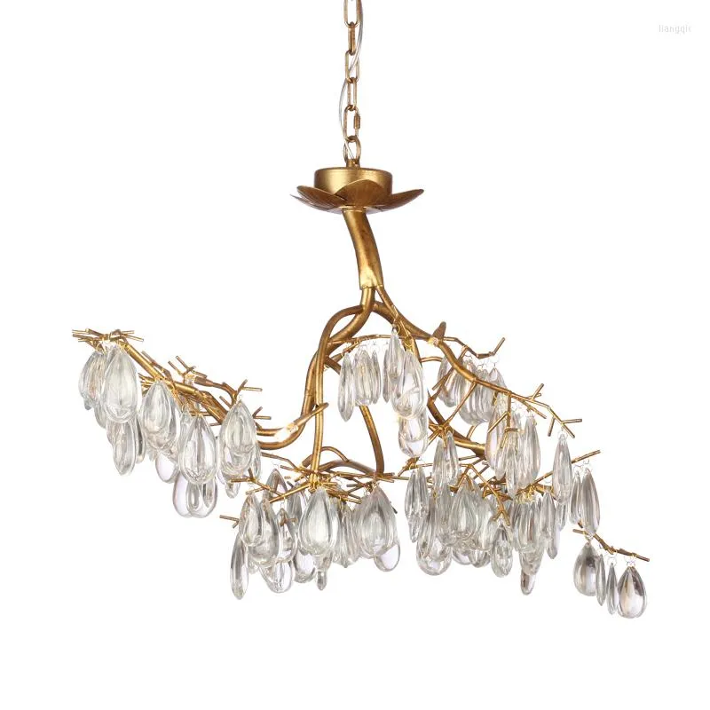 Chandeliers American Retro Crystal żyrandol Led Artist Metal Light for Living Room El Creative Resturant K9 G4