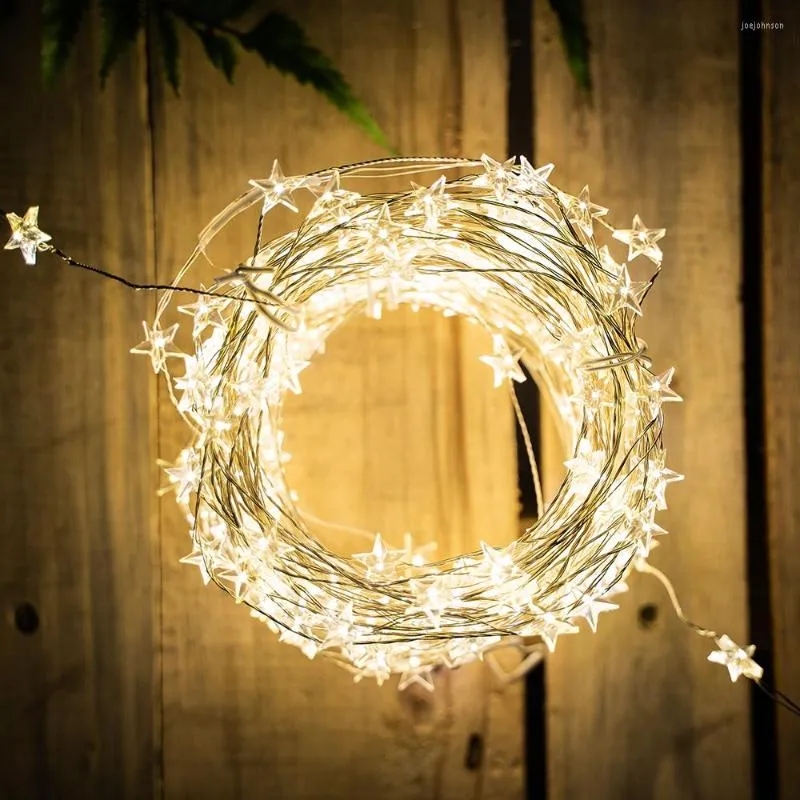 Stringhe Luci a LED Albero di Natale Stelle impermeabili per esterni Spina da fata Stringa Camera da letto Decorazione di nozze Ghirlanda