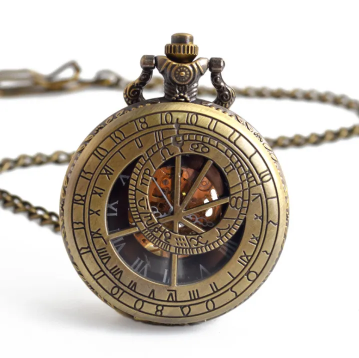 Mechanical pocket watch with compass sale