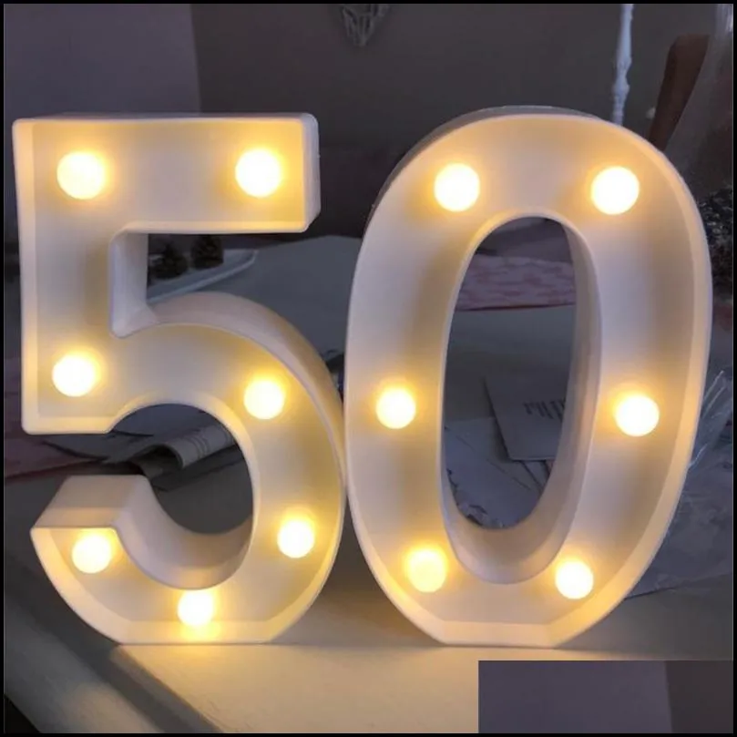 chicinlife 2pcs adult 30/40/50/60 number led string night light lamp happy birthday anniversary decoration event party supplies