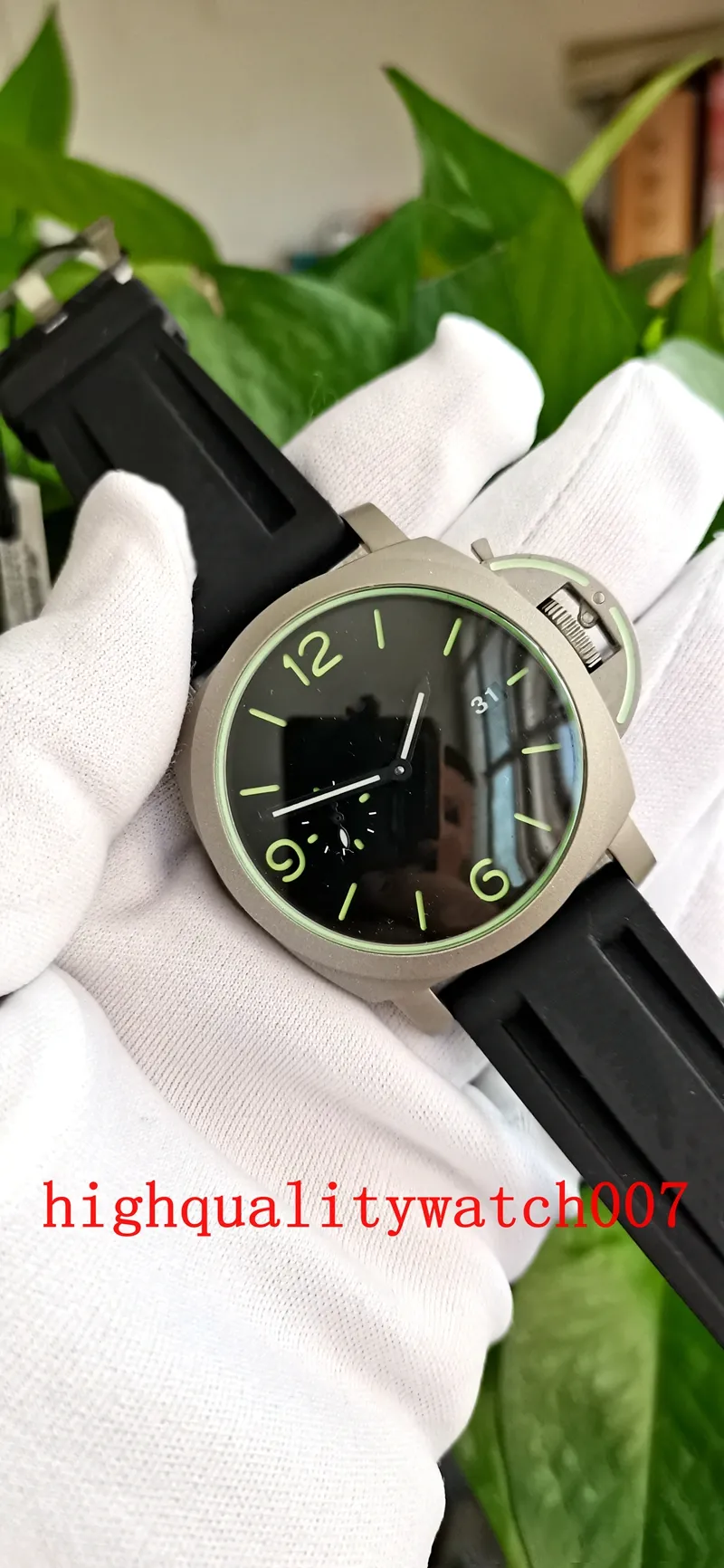 V7 Topsellowing отличная новая версия Мужские наручные часы 44 мм черные циферблаты Blue Luminescent 01119 Резиновые ремешки автоматические механические новейшие часы для мужчин