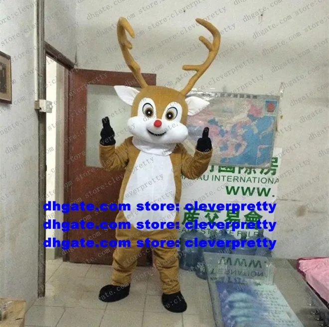 Brown Rudolph Mascot Costume The Red Nosed Reindeer Charlie Milu Deer Adult Cartoon Character Outfit Suit Real Play Hilarious Funny zx953