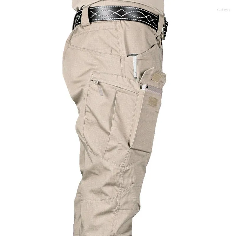 Utomhusbyxor Mens Tactical Multiple Pocket Elasticity Militär Urban Commuter Tacitcal byxor Män Slim Fat Cargo Pant 6xl