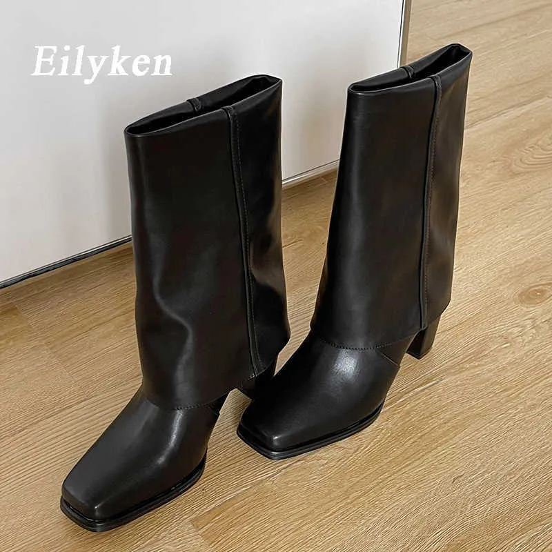 BOOTS EILYKEN 2023 Moda Women Women Square High Heels Punk Midcalf Concise Office Office Shoes de Office 221013