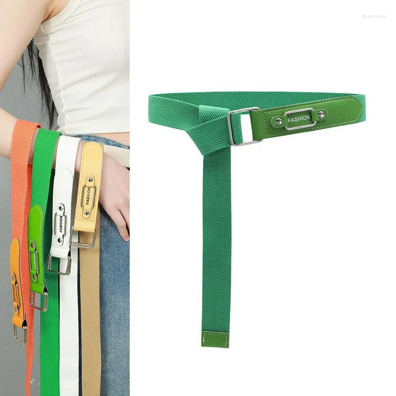 Cinture Cintura in tela da 120 cm per uomo Donna Fibbia a doppio anello in lega Design per studenti non poroso Semplicità coreana Vita Jean