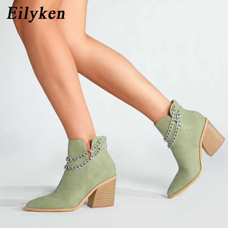 Buty Eilyken Fashion Women S Buty łańcucha metalowego Winter Cool Club Krótki panie Chelsea Rozmiar 3643 221013