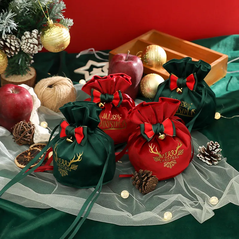 Креативный рождественский подарок яблочный бархатный пакет рождественская конфетка рождественская фланеллета карман пакет