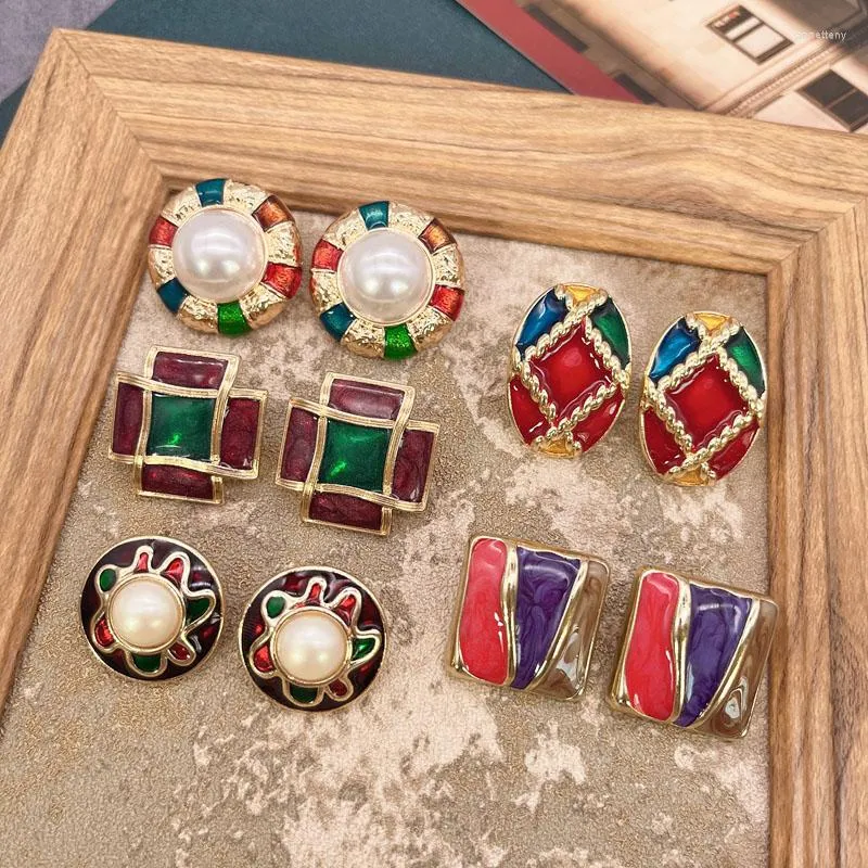 Orecchini per borchie colorate smalto smalto brincos olio dipinto orecchio di gioielli di moda vintage per donne ragazze