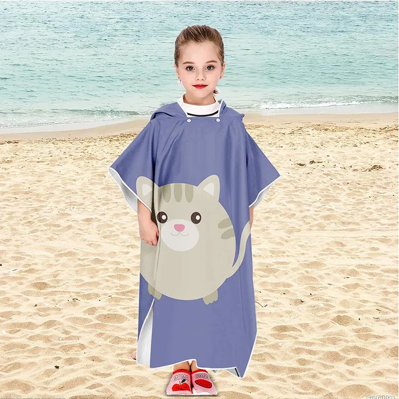 Handduk 2022 Cartoon Child Sunscreen Beach Shawel Fashion Kids Hooded Bath Microfiber Boys Girls Handdukar Super Absorbent