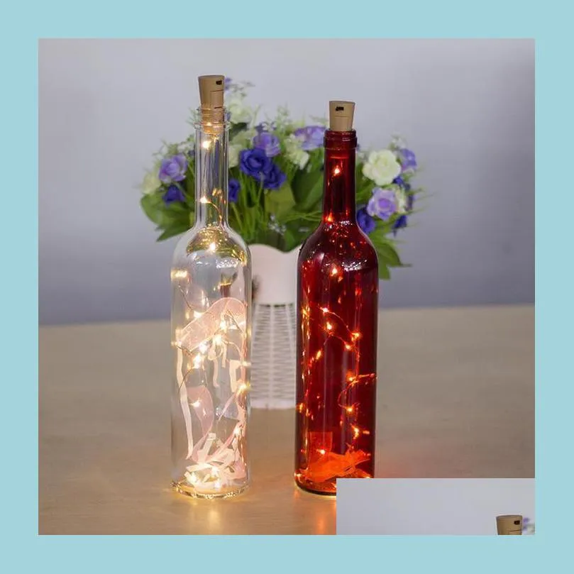 Noel dekorasyonları Noel dekorasyonları LED kırmızı şarap şişesi satan usb şarj düğmesi pil lambası demeti düşüşü 2022 h dhaks
