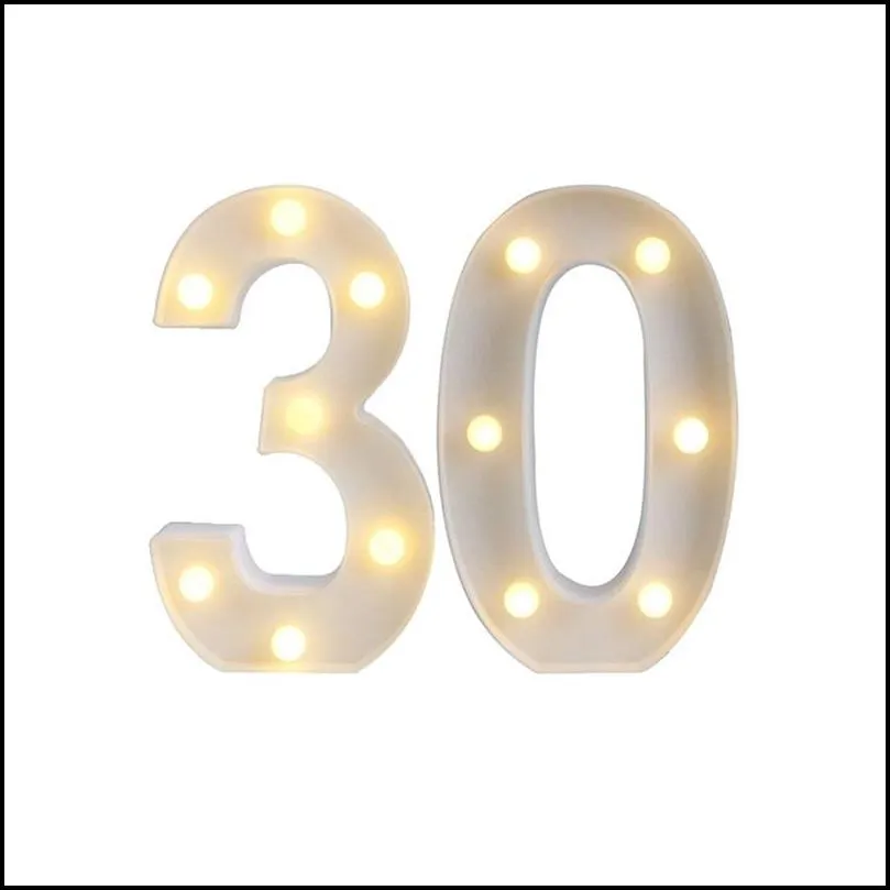 chicinlife 2pcs adult 30/40/50/60 number led string night light lamp happy birthday anniversary decoration event party supplies