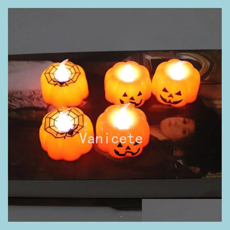 Decorazione per feste Halloween Decorazioni per feste a LED Luci elettroniche di zucca Atmosfera Decorazione Glowing Toys Squash Candle Light di Dhxde