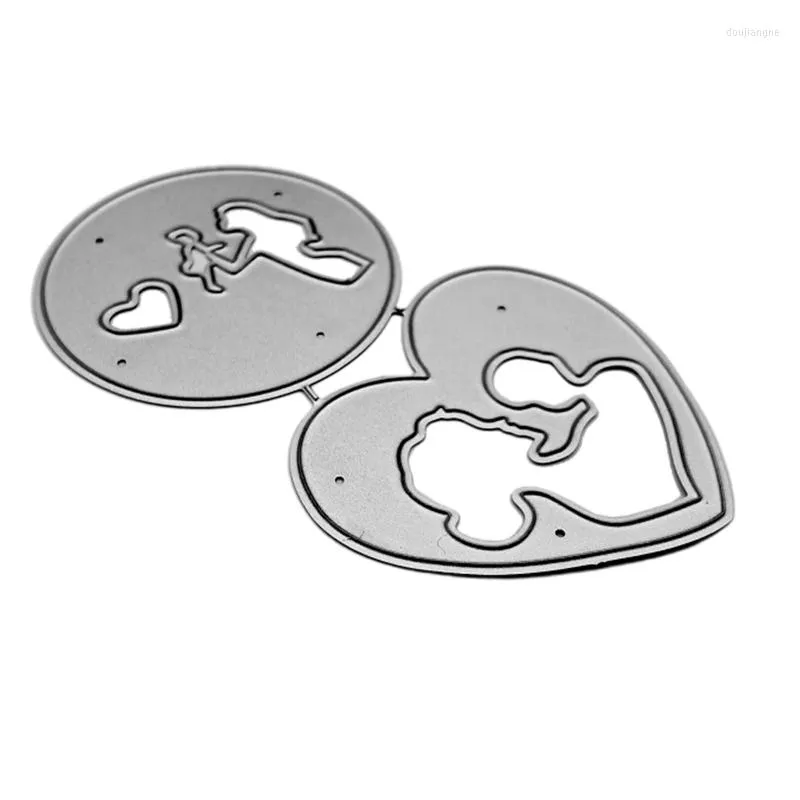 Enveloppe-cadeau 448b Heart rond Mother Baby Metal Cutting Dies Pochie Polch Diy Scrapbooking Craft