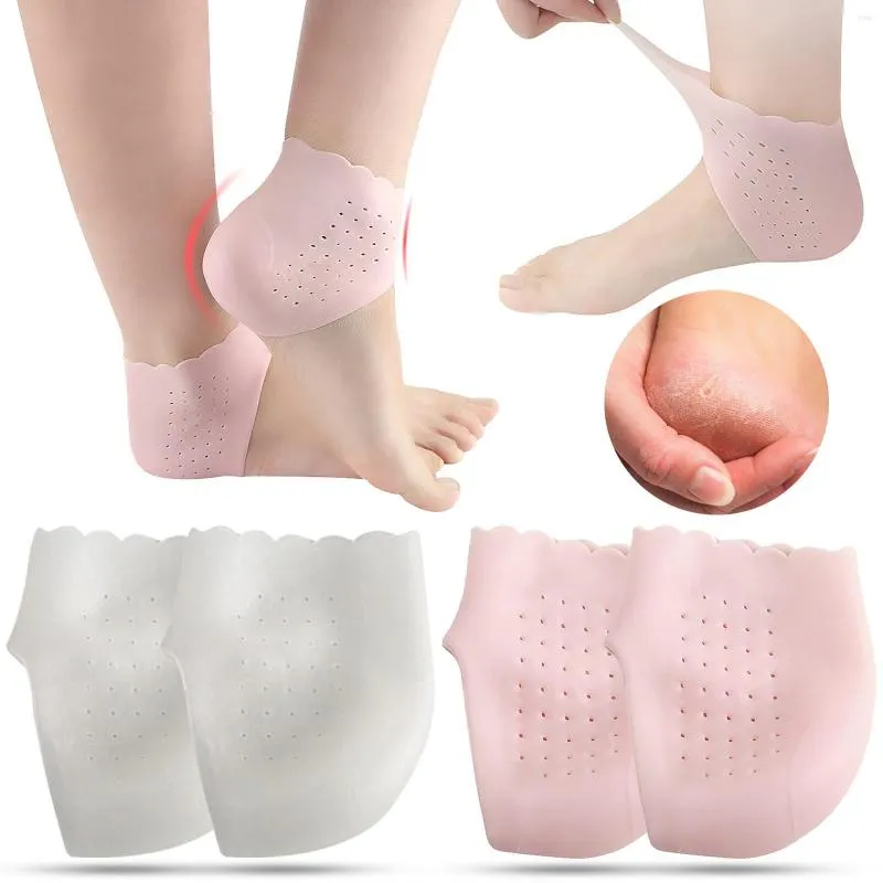 Women Socks 2pcs/pair Silicone Feet Care Heel Protector Moisturizing Gel Pad With Hole Cracking Sleeve Pedicure Tools