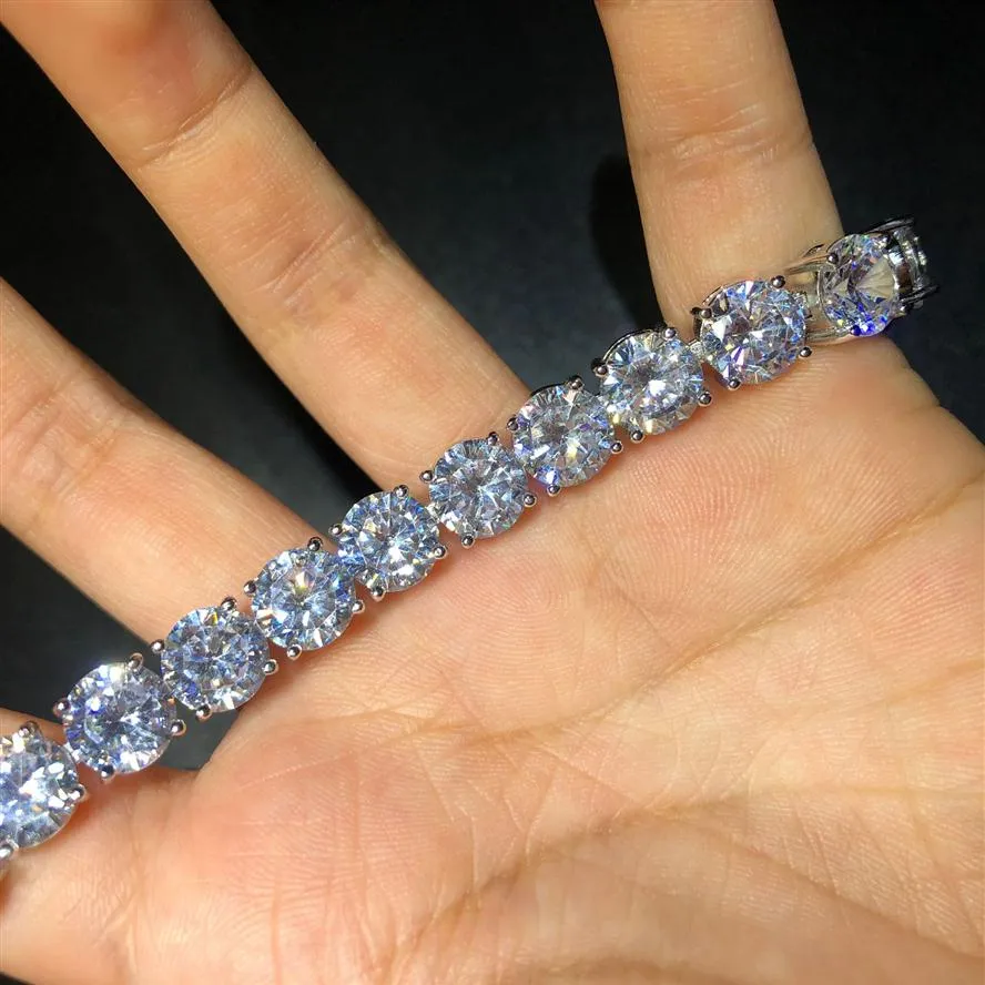 Bracelet pour hommes en or 18 carats rempli de gros diamants ronds glacés 8 mm Bracelets Bling Bling avec fermoir verrouillé Bracelets en zircon cubique Hip Hop Jewel258Q