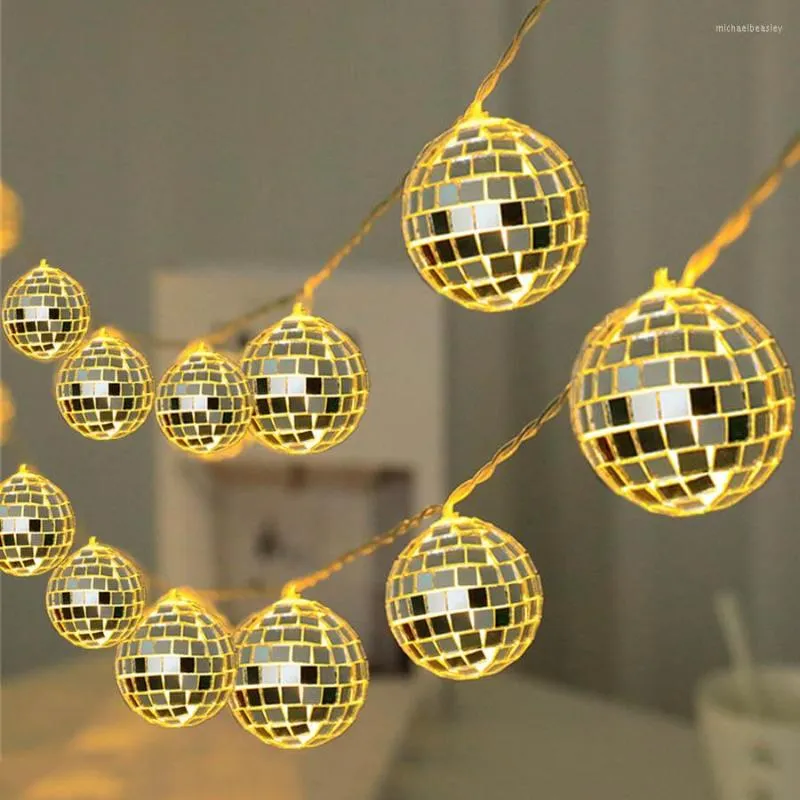 Str￤ngar 10/20LED DISCO Mirror Balls Fairy Light Battery Glass Ball String Home Wedding Party Christmas Tree Garland Garland