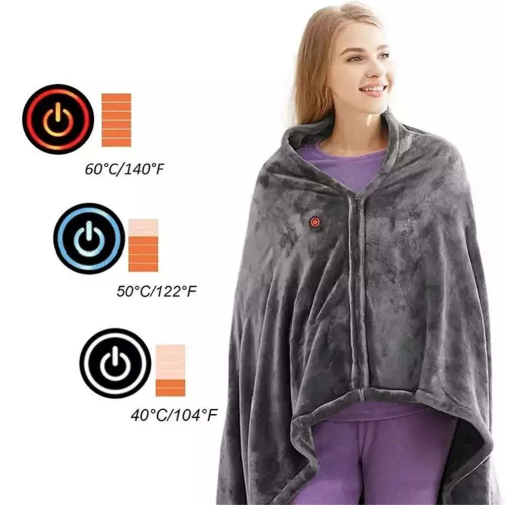 Andere gezondheidszorgartikelen 85x150 cm USB Elektrische verwarmde dekens Warme sjaalverwarming Pluche gooi warmer cape verwarming ronde deken fleece