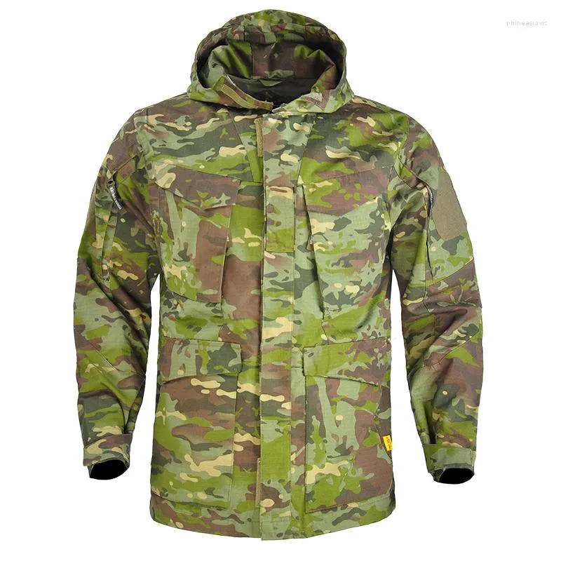 Giacche da uomo Giacca tattica da esterno con cappuccio Impermeabile Abbigliamento da caccia casual Cappotto Tattiche Abbigliamento militare