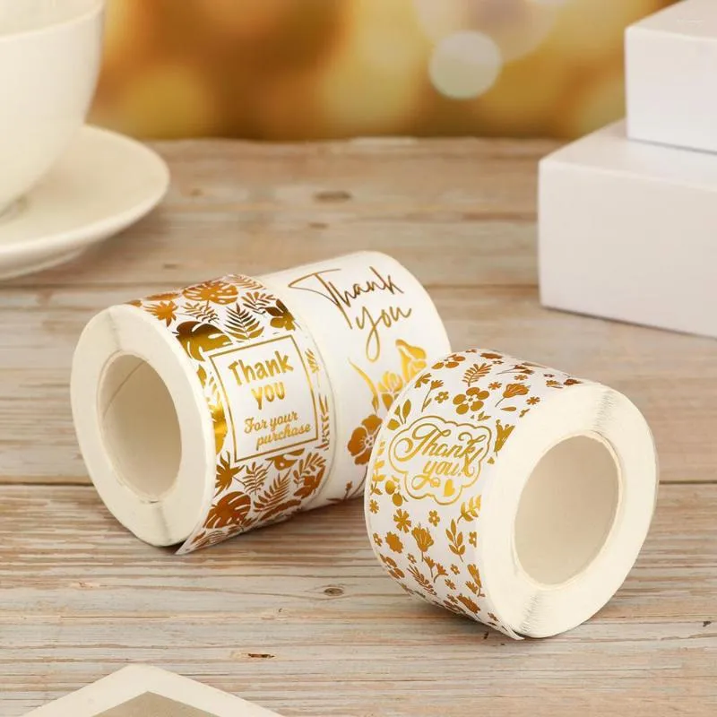 Gift Wrap 50st Rectangle Gold Business Label Stickers Papper Söt tack för att du bakar förpackning Tätningsetiketter Stationery