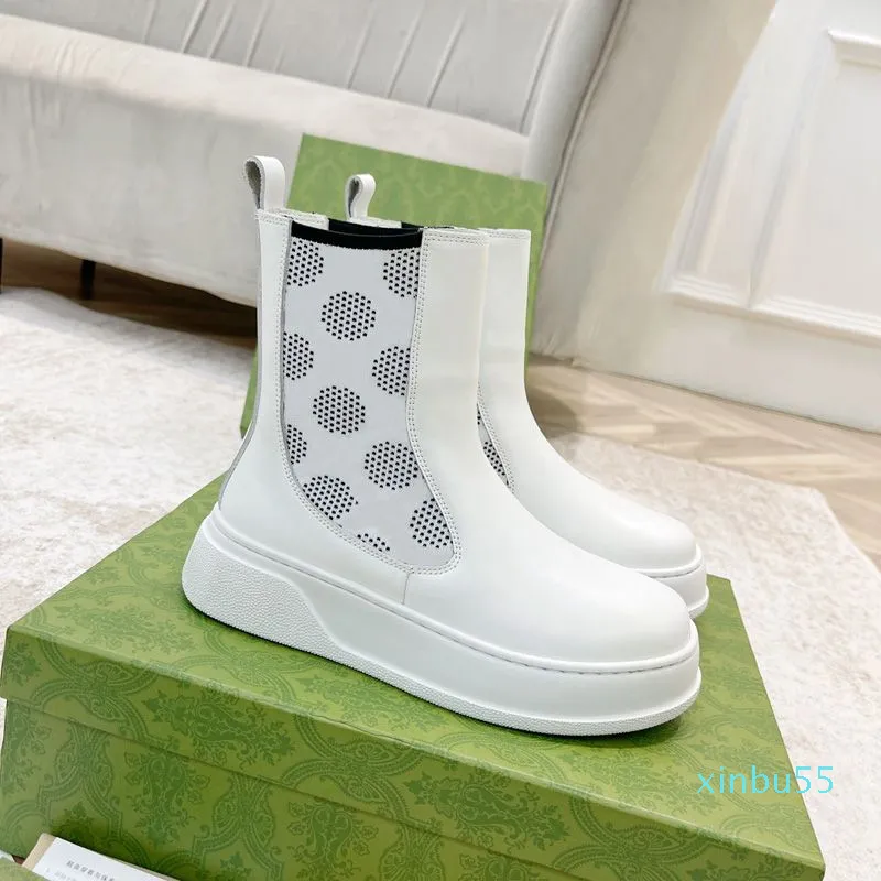 Fuchsia Jerseyの女性の足首ブーツBlack White Leather Boot Designer Martin Bootsフラットファッションブーツループバック