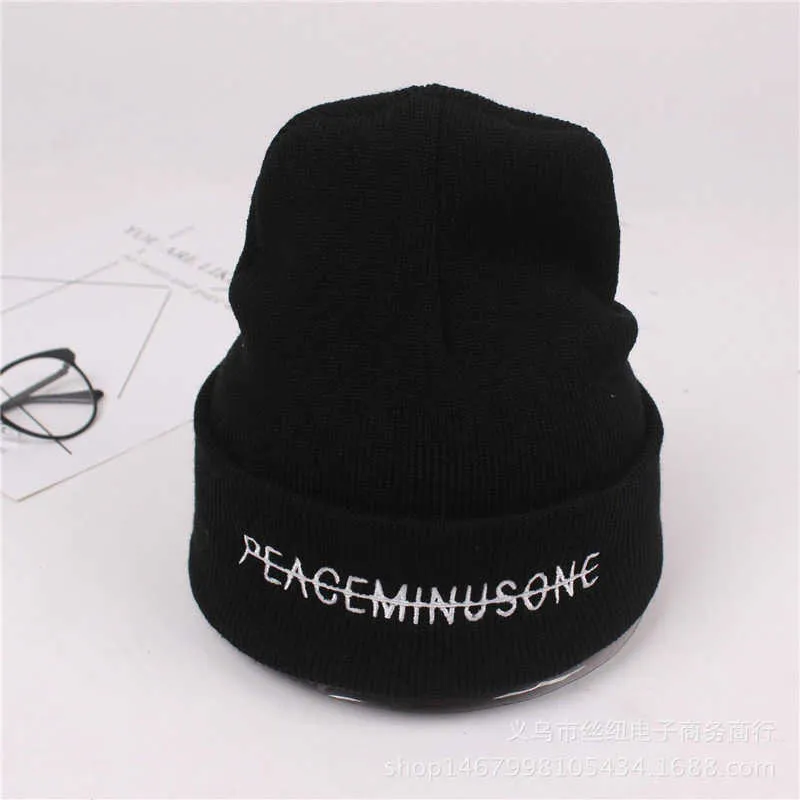 비니/두개골 캡 Kpop G Dragon 자수 니트 모자 Peaceminusone 참신 Beanies 팬 Collection T221020