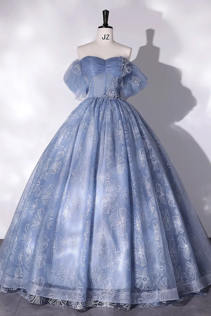 Luxury Light Blue Rococo Costume Gown Premium Embroidery Renaissance  Princess Dress, Shop Now!