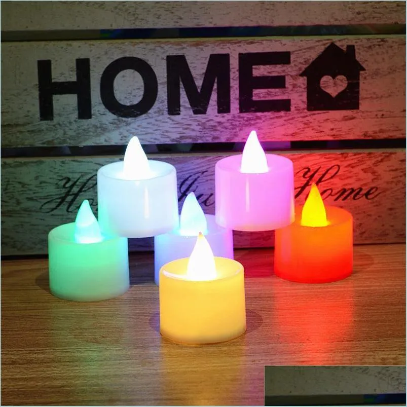 Altre forniture per feste festive Candele di Halloween Luci 8 colori A batteria Led Sfarfallio senza fiamma Ing Festa di compleanno Decora Dhq4H