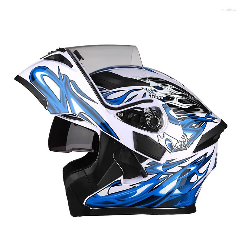 Motorcykelhjälmar 805 Capacete Casque Moto Flip Up Dual Visirs Full Racing Helmet Casco Sizem-3XL