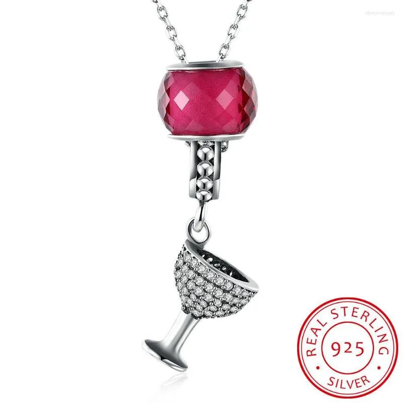 Collier ras du cou en verre de vin rouge pour femmes, ensemble de cristal en argent Sterling S925, Zircon, accessoires de bijoux à la mode, vente en gros