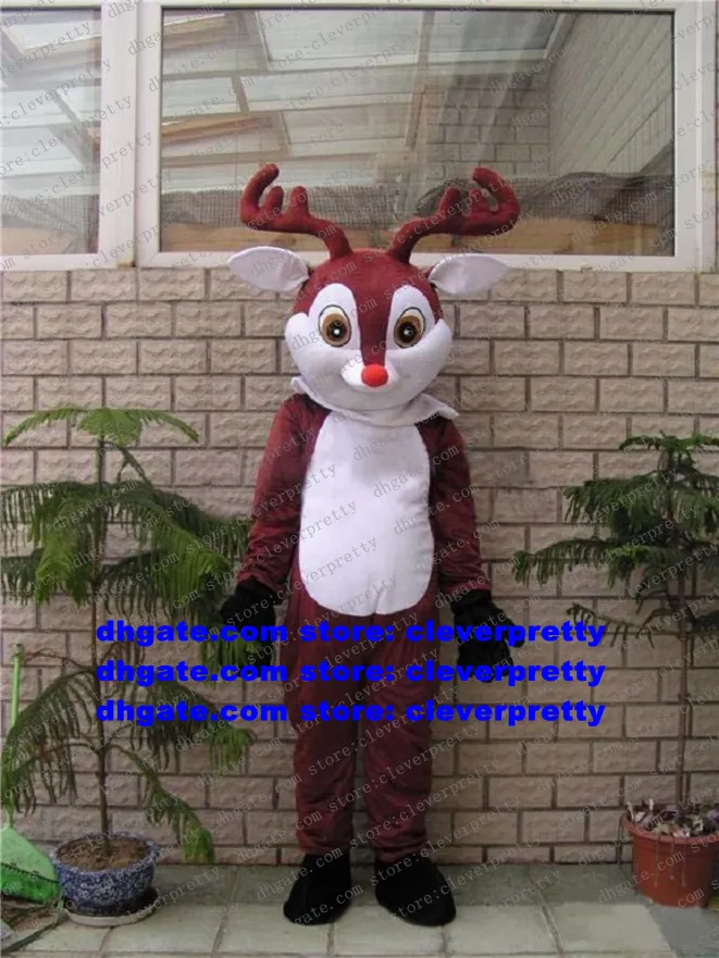 Rudolph The Red Nosed Deer Reindeer Mascot Costume Mascotte Caribou Rangifer Personagem de Desenho Animado Adulto Roupa Terno Alguém Dentro da Escola Infantil No.813