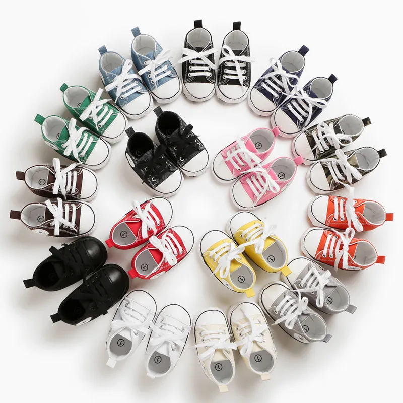 Säugling Anti-Rutsch-Star-Leinwand Erst Walker Soft Soled Neugeborene 0-1 Jahre Sneakers Markenbaby Schuhe