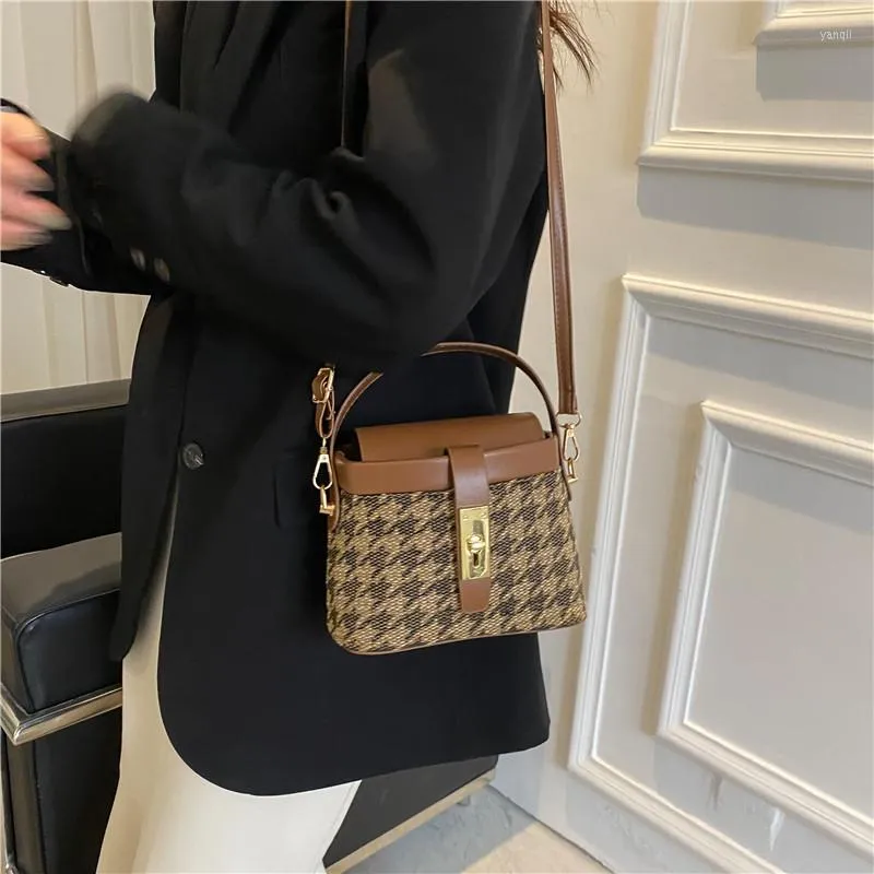 Borse da sera Autunno e inverno Donna 2022 Trendy Fashion Borsa a secchiello scozzese Borsa piccola Tote Box All-match Ins Spalla diagonale